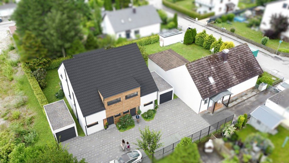 Vogelperspektive Nord/Ost Doppelhaush�lfte Untermeitingen