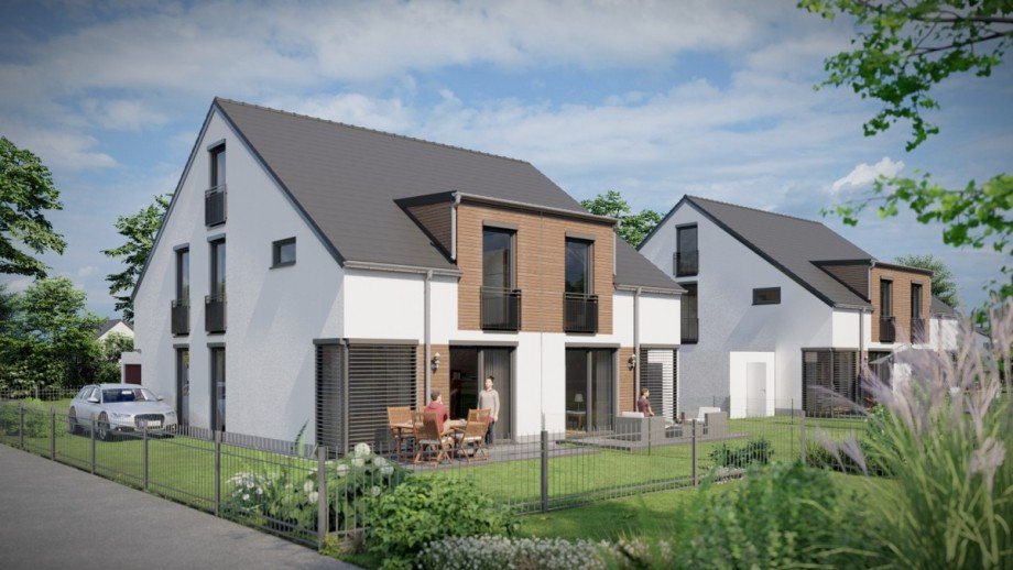 S�d-West Ansicht Doppelhaush�lfte Untermeitingen