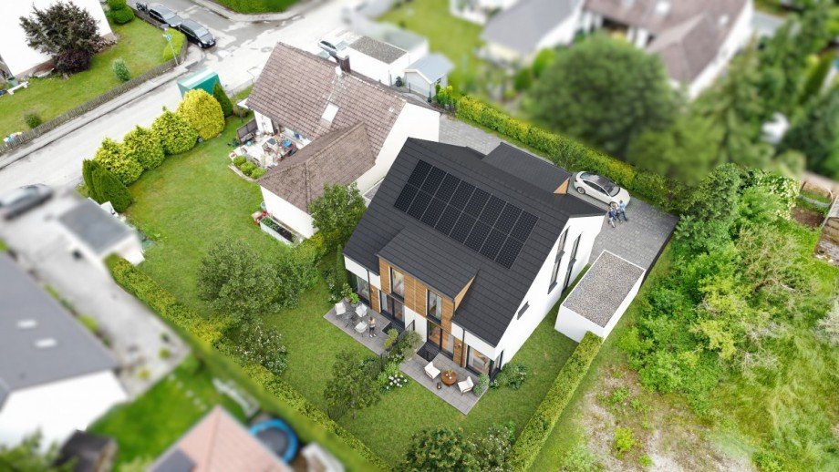 Vogelperspektive S�d/Ost Doppelhaush�lfte Untermeitingen