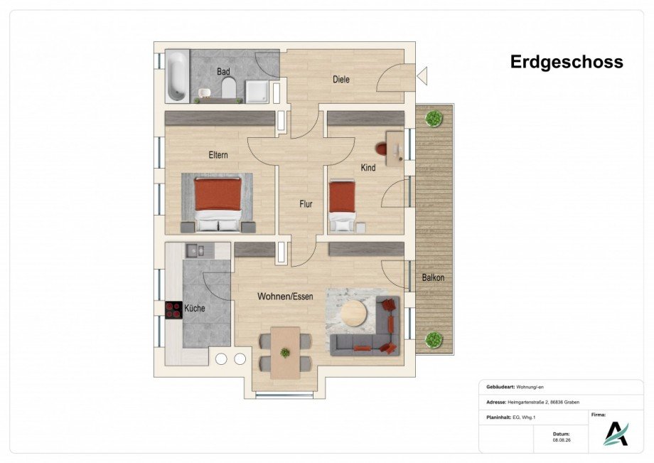 Grundriss Erdgeschosswohnung Graben